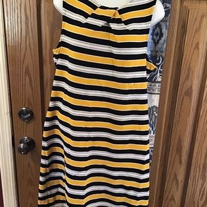 💚3/$25 Liz Claiborne size 14 black yellow white gray striped dress